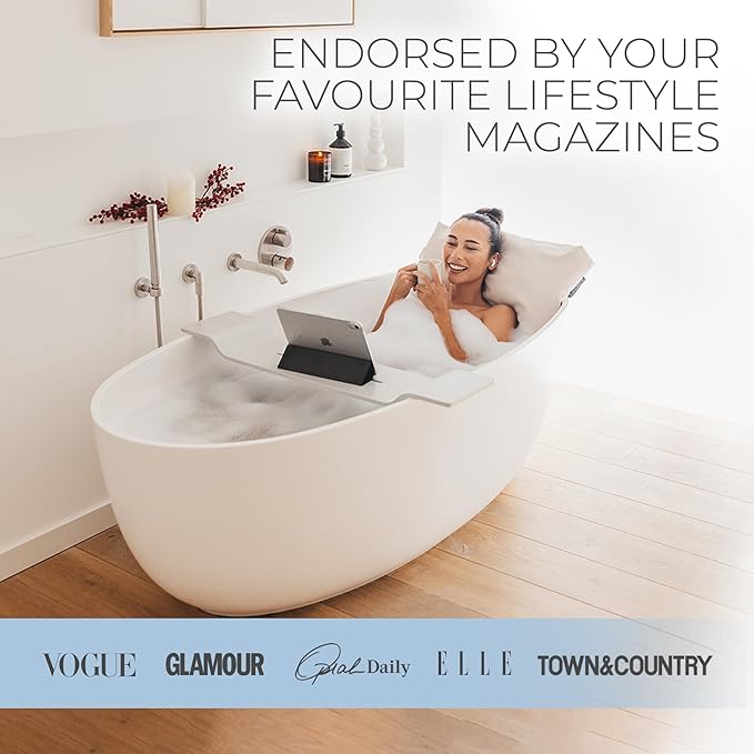 BADESOFA® Luxury Bath Pillow M - Lusciously Soft & Comfortable Tub Pillow for Bathtub - Washable & Quick-Drying Bath Back Pillow - Non-Slip Full Body Tub Pillow - Luxury Spa Cushion in Blue