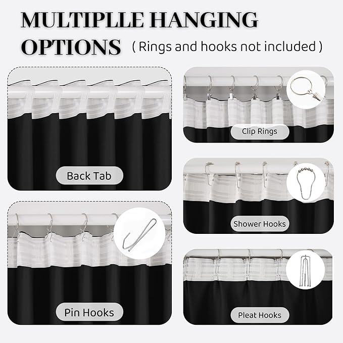 Soundproof 100% Blackout Curtains 96 inches, 3 Layers Thermal Insulated Back Tab Drapes for Door Window Nursery Divider Living Room, with Pin Hooks Black 50x96 Inch 1 Panel