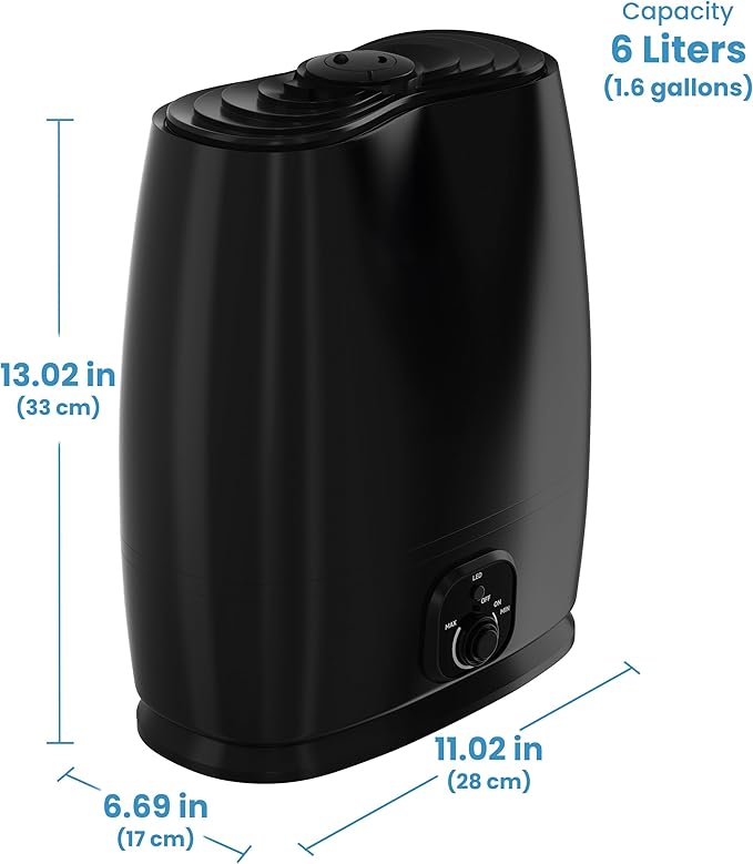 Everlasting Comfort 6L Humidifiers for Bedroom, Quiet 50HR Runtime No-Filter Supersized Cool Mist Humidifier Large Room for Whole House, Plants, Baby Nursery, Allergies, Dry Skin, Congestion, Indoor