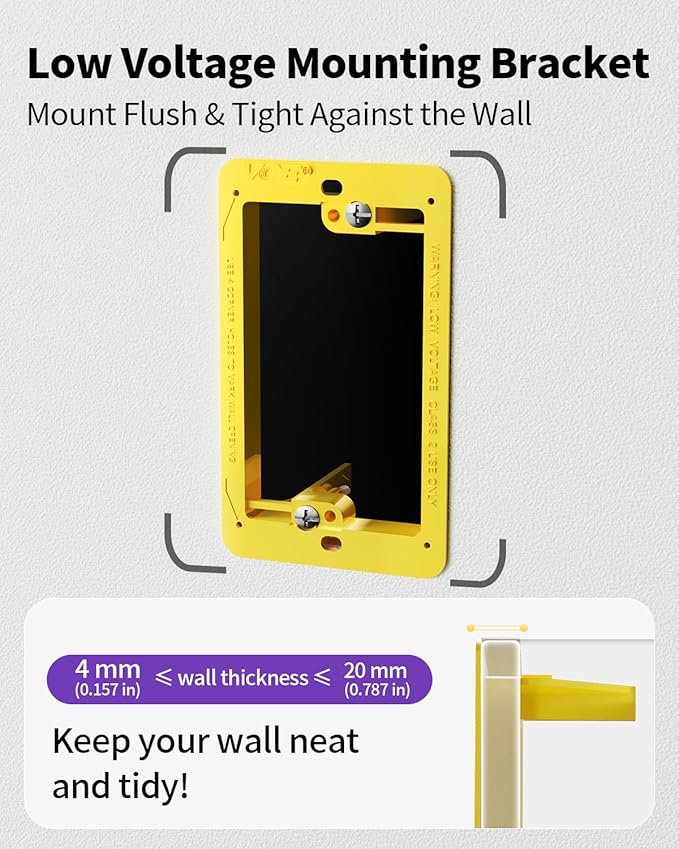 VCE Low Voltage Mounting Bracket Single Gang Wall Plate, Flush Low Voltage Box for Network, HDMI, Coaxial, Speaker, Telephone Cables, Yellow, 5 Pack
