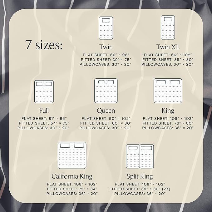 LuxClub 4 PC Queen Sheet Set, Deep Pockets Wrinkle Free Cooling Bed Sheets Hotel Bedding for Women, Men, Includes 1 Fitted Sheet, 1 Flat Sheet and 2 Pillowcases-Striped - Light Grey
