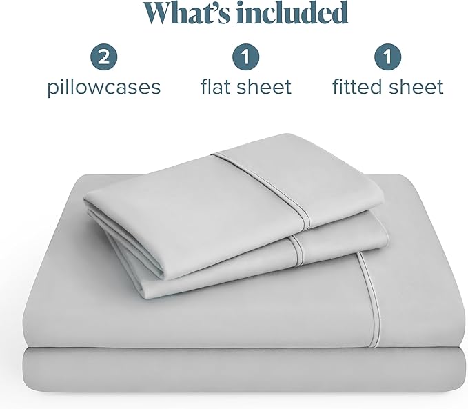 Bare Home Hotel Luxury Twin XL Sheet Set, Extra Soft - 4 Piece Set - Deep Pockets - Easy Fit - Cooling & Breathable - Wrinkle, Fade, Stain Resistant - Includes 2 Pillowcases (Twin XL, Cloud Grey)