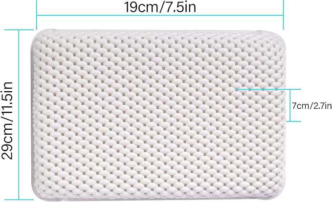 OSVINO Bath Pillow Thick Comfy Drainage for Jetted Tub Spa Cushion with 8 Suction Cups, White, 7.5"x11.5"x2"