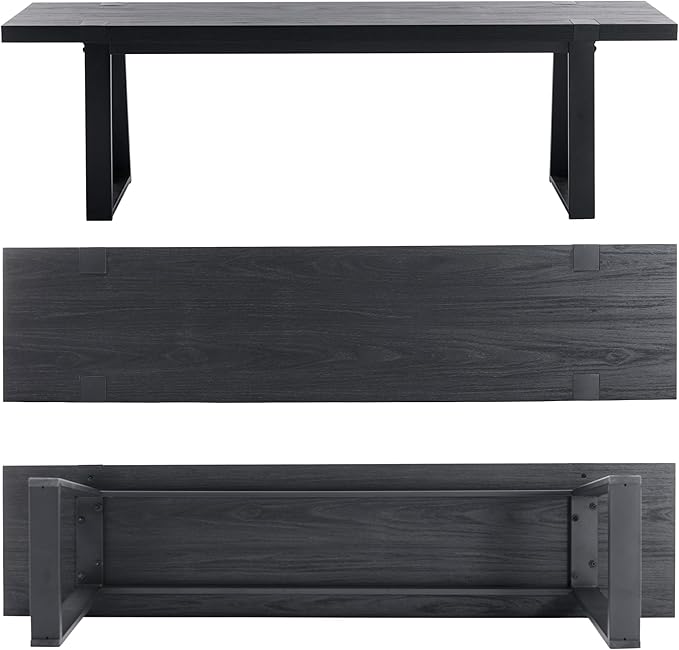 Wahson 60" Black Dining Bench, Wooden Table Bench with Metal Legs, Modern Kitchen Bench for Enrtyway/Indoor/Dining Room
