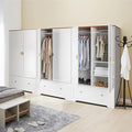 VINGLI 38" Wide Wardrobe Closet, White Armoire Wardrobe with Hanging Rod, Shelves and Drawer, Freestanding Closet Armoire Cabinet,Armoires and Wardrobes with Doors for Bedroom,Dorm,21"D x 38"W x 65"H