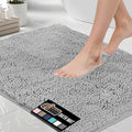 GORILLA GRIP Bath Rug Mat 48x17, Soft Absorbent Chenille, Quick Dry Microfiber Mats, Rubber Backing Washable Shower Floor Rugs, Bathmat Runner, US Designed Bathroom Home Decor Accessories Light Gray