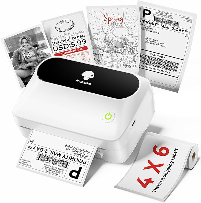 Phomemo Thermal Label Printer, Bluetooth M421 4 x 6 Shipping Label Printer, Portable Printers for Shipping, Warehouse, Barcode, Address,Compatible with Phone & PC,