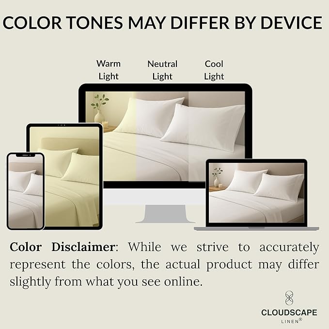 Cloud Scape Linen 100% Egyptian Cotton Sheets Twin Size, 3 Pieces Luxury Bedding Set, 400 Thread Count,Hotel Quality, Silky Soft, Breathable and Durable, Deep Pockets up to 15, White