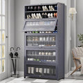 Tall Shoe Cabinet with Acrylic Doors, 10-Tier Large Capacity Bamboo Shoe Cabinet, 40-45 Pairs Freestanding Shoe Rack & Shoe Organizer for Closet Entrance, Hallway, Living Room, Bedroom