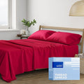 THREAD SPREAD 400 Thread Count King Cotton Sheets - 4 PC King Size Bed Sheet Set Cotton (Cherry Red), Soft, Cooling, Hotel-Quality 16" Deep Pocket Sateen Bedsheet for Hot Sleepers (Fits 18" Mattress)