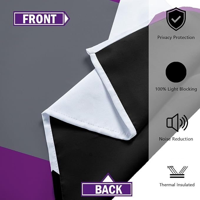 Purple 100% Blackout Curtains for Bedroom 72 inch Length 2 Panels Set Grey Modern Abstract Geometric Black Out Curtains Thermal Insulated Room Darkening Window Drapes for Living Room, 42Wx72L