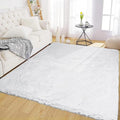 Latepis White Fur Rug 5x7 Washable Shag Rug Fluffy Faux Rabbit Rugs for Living Room Bedroom Playroom Nursery Plush Throw Rugs Luxury Home Decor