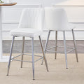 Bar Stools Set of 2, Counter Height Bar Stools with Back and Footrest,27" Barstools with Faux Leather Seat and Black Metal Legs,Counter Stools for Kitchen Island,Pub,White Barstools