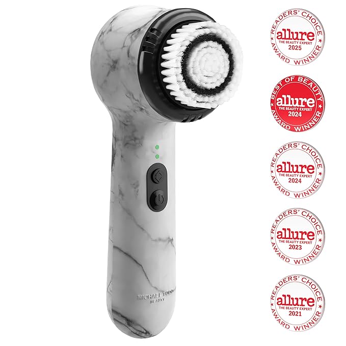 Michael Todd Beauty Soniclear Allure 2024 Best of Beauty Winner Facial Cleansing + Exfoliation Brush System with 4 speeds, Serum Infusion Head + Travel Case