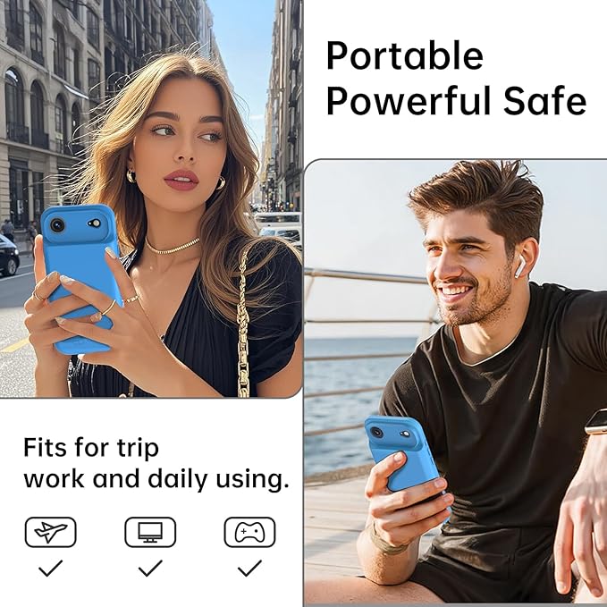 GIN FOXI Battery Case for iPhone 17 AIR, Charging Case Charger 8500mAh Ultra-Slim Lightweight Powerful Battery Pack 15W Fast Rechargeable Anti-Fall TPU Juice Box for iPhone 17 AIR (6.5") Blue