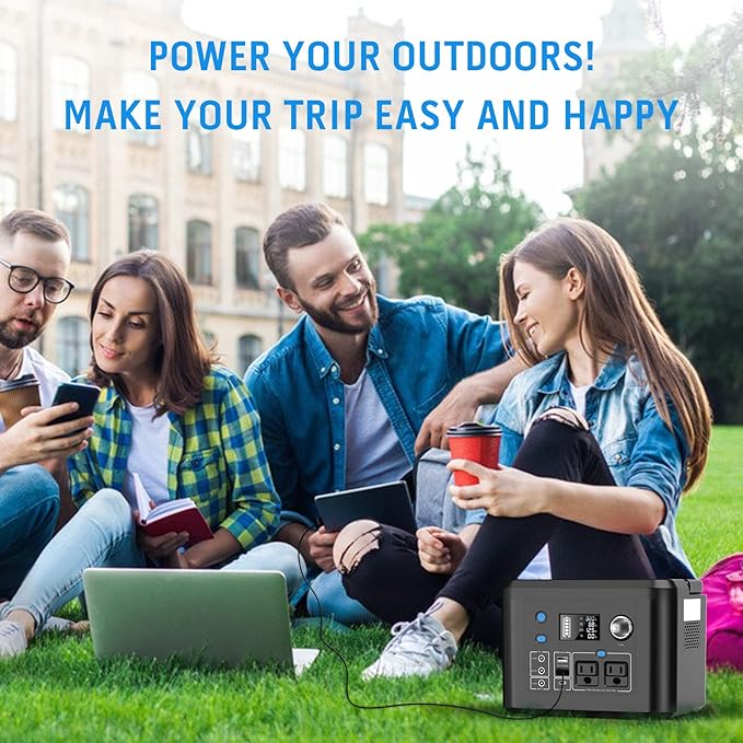 Portable Power Station 350W, Powkey 260Wh/70,000mAh Backup Lithium Battery, 110V Pure Sine Wave Power Bank with 2 AC Outlets, Portable Generator for Outdoors Camping Travel Hunting Emergency