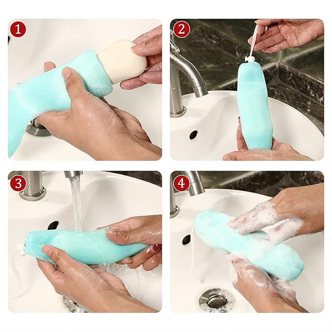 Boao Mesh Soap Bar Loofah Exfoliating Mesh Soap Saver Bag Pouch Bubble Foam Net for Body Facial Shower Cleaning Tool(20 Pieces)