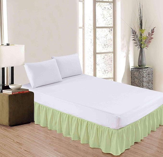 Sleepwell Ruffled Bed Skirt with Split Corner 100% Microfiber Soft,Sheen & Wrinkle Free Bed Skirt Gathered Style Dust Ruffle Bed Skirt with 21 Inch Drop Three Sided Coverage Dust Ruffle