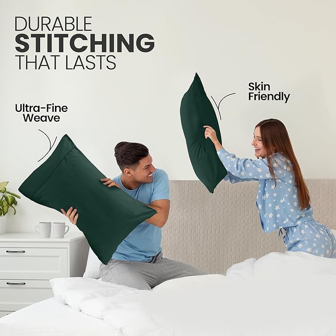 Pillow Covers by Utopia Bedding - Queen Size 2-Pack – Soft Brushed Microfiber – Perfect for Hospitals, Hotels, Guest Rooms – Oeko-TEX Certified, 20x26 Inches (Emerald)