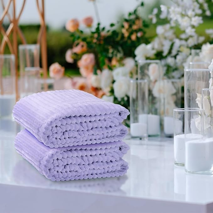 Buryeah 6 Pcs Flannel Throw Blanket Bulk 50 x 60 in Sleepover Blanket Outdoor Wedding Throw Lightweight, Oeko-tex Standard 100 Certified for Sofa Homeless Gifts (Light Purple)