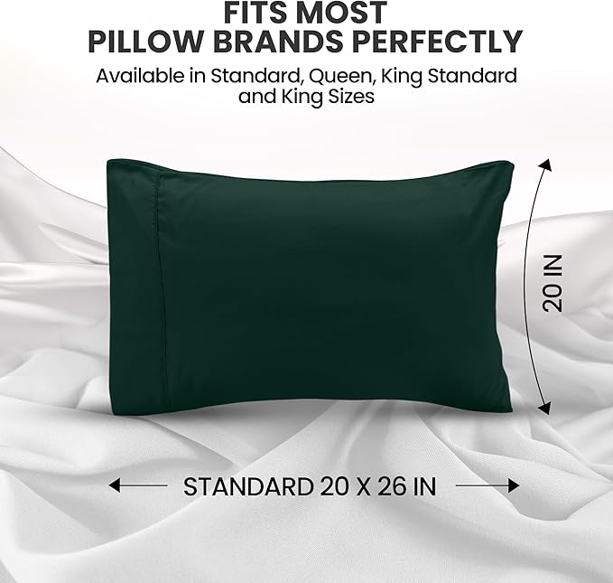 Pillow Covers by Utopia Bedding - Queen Size 2-Pack – Soft Brushed Microfiber – Perfect for Hospitals, Hotels, Guest Rooms – Oeko-TEX Certified, 20x26 Inches (Emerald)