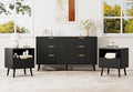 LYNSOM Fluted Dresser and Nightstand Sets 3 Piece, 6-Drawers Dresser and 1-Drawer Nightstands Set of 2, Wood Bedroom Furniture Set for Home, Bedroom, Hallway, Black