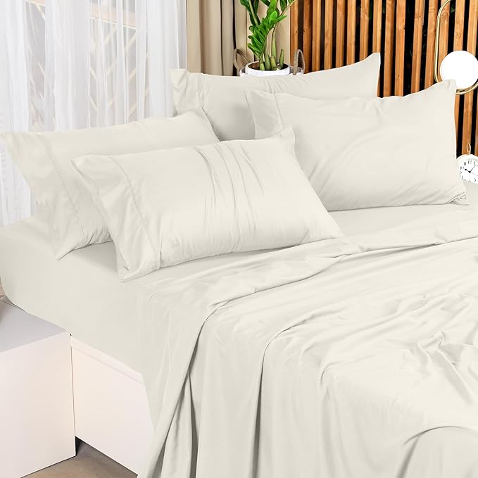 Utopia Bedding King Sheet Set – 4 Piece Bed Sheets for King Size Bed, Soft and Breathable Microfiber, Includes 1 Fitted Sheet, 1 Flat Sheet and 2 Pillowcases (Ivory)