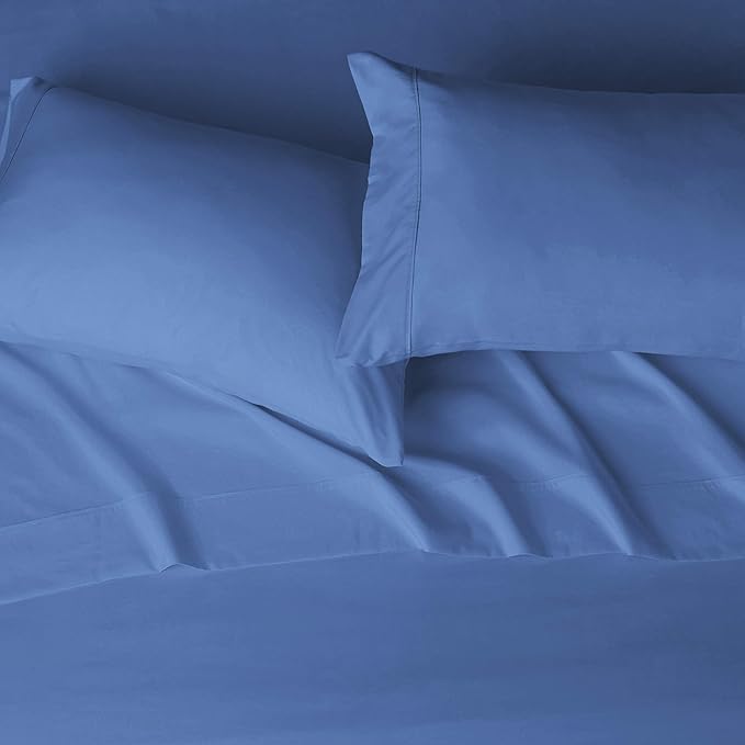 Amazon Basics Lightweight Super Soft Easy Care Microfiber 4-Piece Bed Sheet Set with 14-Inch Deep Pockets, Comfortable Sheets, Full, Dutch Blue, Solid