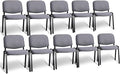 VINGLI Waiting Room Stacking Chairs, 10-Pack Fabric Church Conference Stackable Chair Set, for Office Guest & Reception Meeting Rooms, Lobby, Simple&Space-Saving, Fabric-Grey