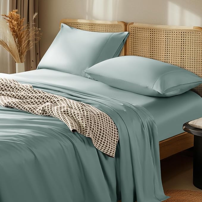 LBRO2M 1000 Thread Count 100% Egyptian Cotton Sheets Set Twin XL, 3 Piece Sets Bed Sheet Deep Pocket Sheet Set 16" Soft Comfortable All Season (Twin XL, Sage Green)