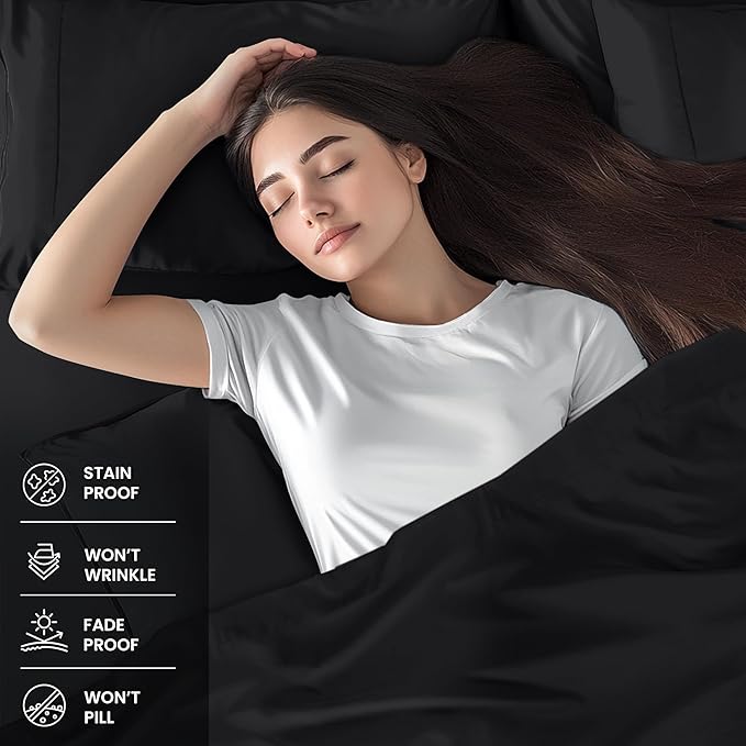Utopia Bedding King Sheet Set – 4 Piece Bed Sheets for King Size Bed, Soft and Breathable Microfiber, Includes 1 Fitted Sheet, 1 Flat Sheet and 2 Pillowcases (Black)