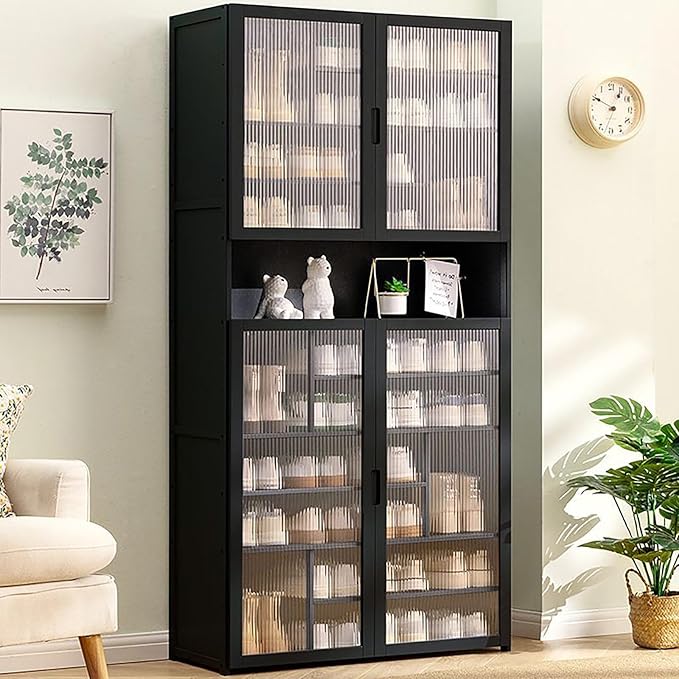Bamboo Shoe Cabinet with Acrylic Door,11-Tier Shoe Storage Rack, 40-45 Pairs Freestanding Shoe Rack, Entrance Shoe Cabinet for Hallway Living Room