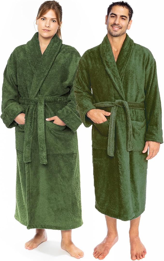Classic Turkish Towels CTT Premium 100% Turkish Cotton Terry Cloth Bath Robe for Women & Men, Soft & Plush Long Unisex Robe