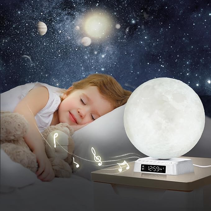 Light Alarm Clock Wake up Light Bioclock Adjustment Sunrise Alarm Clock Awakening lamp Bedside lamp Table lamp Nightstand Lamp Moon-Shaped & APP-Supported