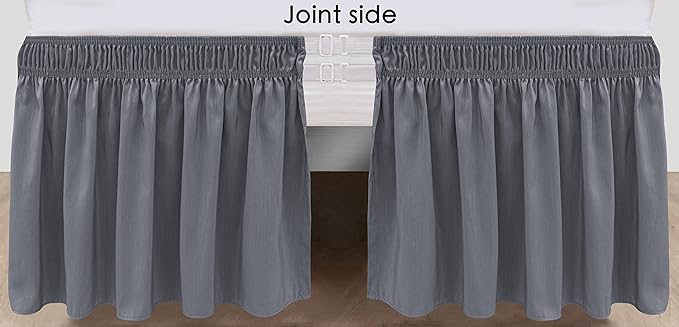 Biscaynebay Wrap Around Bed Skirts with Split Corners for King Beds 17" Drop, Dark Grey Elastic Dust Ruffles Adjustable Easy Fit Wrinkle & Fade Resistant Silky Luxurious Fabric Machine Washable