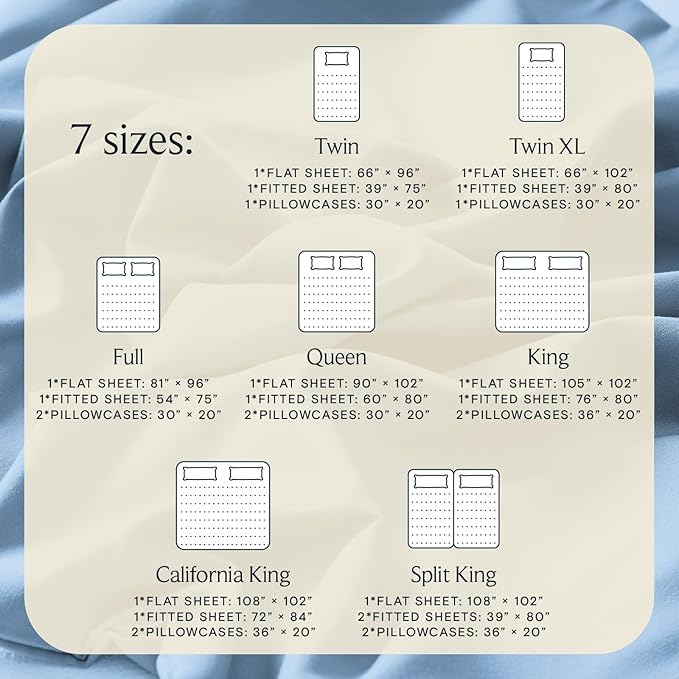 LuxClub 4 PC California King Sheet Set, Deep Pockets Wrinkle Free Cooling Bed Sheets Hotel Bedding for Women, Men, Includes 1 Fitted Sheet, 1 Flat Sheet and 2 Pillowcases-Sky