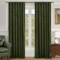 LAMIT Olive Green Velvet Curtains 120 Inch for Living Room, Thermal Insulated Blackout Curtains Luxury Room Darkening Back Tab and Rod Pocket Window Drapes for Bedroom, 2 Panels, 52 x 120 Inch