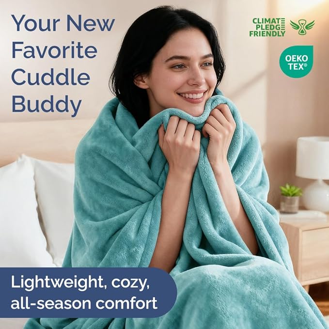 Ultra Soft Fleece Blanket Throw Size - Flannel Fleece Luxury Throw Blanket Lightweight for Couch Bed Chair - Thick, Warm & Breathable - All Season Cozy Fuzzy, Anti-Static Microplush Bedding, Turqoise