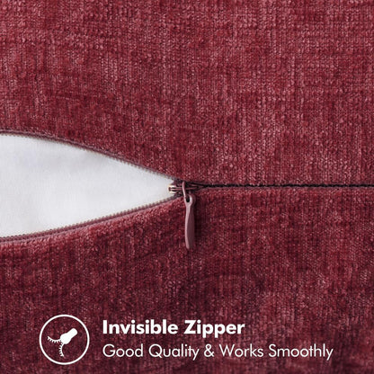 MIULEE Pack of 2 Christmas Pillow Covers 18x18 Inch Burgundy Red Farmhouse Decorative Throw Pillow Covers with Stitched Edge Soft Chenille Solid Dyed Couch Pillow Covers for Sofa Bed Living Room