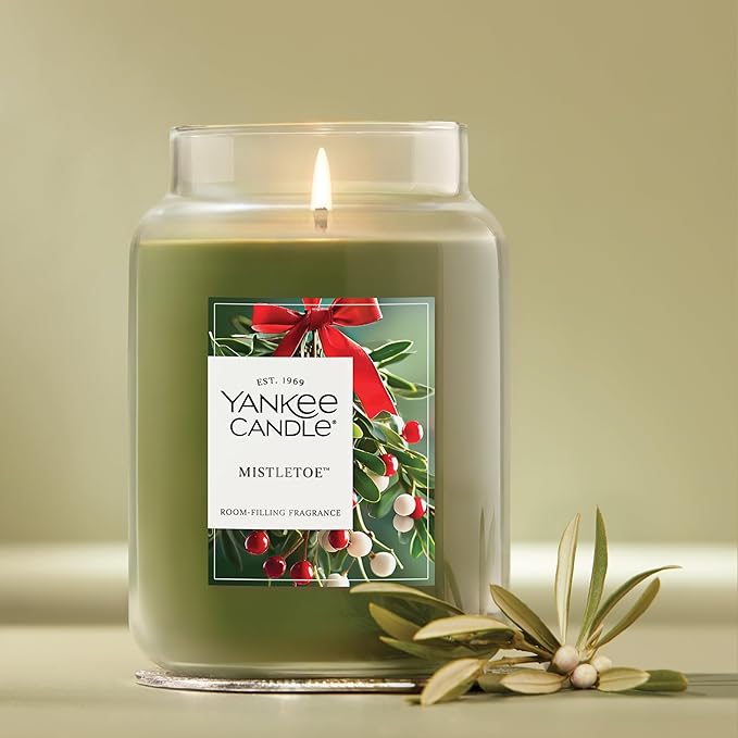 Yankee Candle Mistletoe Scented Candle, 22oz Large Jar with up to 150 Hour Burn Time, Giftable, Holidays