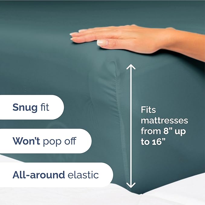 Twin XL Size 3-Piece Sheet Set - Extra Soft, Breathable & Cooling - Hotel Luxury Durable Bed Sheets - Deep Pockets, Easy-Fit & Wrinkle-Free - Deep Teal Oeko-Tex