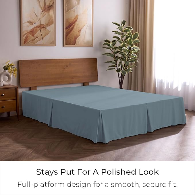 Mellanni Bed Skirt Cal King Size- Bed Skirting - 15-Inch Tailored Drop Pleated Dust Ruffle - Hotel Luxury Bedding - Wrinkle, Fade, Stain Resistant - 1 Bedskirt (Cal King, Spa Blue)