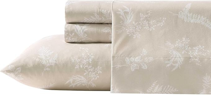 Wrangler - King Bed Sheets, Ultra-Soft & Lightweight Bedding with Matching Pillowcases, Lightweight Bed Set for All Season Comfort, Oeko-Tex Certified (Foliage Beige)
