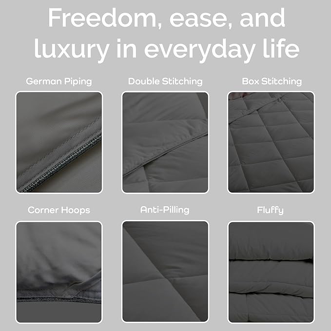 100% Viscose Derived from Bamboo Comforter, Cooling Comforter, Duvet Insert, Breathable, Extra Fluffy, Lightweight Comforters, Charcoal - Oversized King