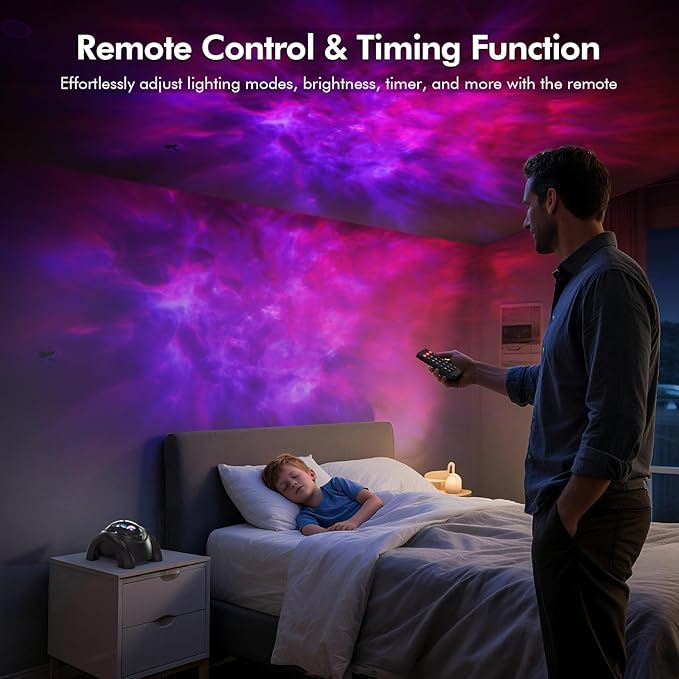 Rossetta Dual Lens Galaxy Projector, Star Projector for Bedroom with Bluetooth Speaker & White Noise, Remote, Timer, Aurora & Nebula Night Light for Kids Room Decor, Party, Gifts for Kids Adults Teen