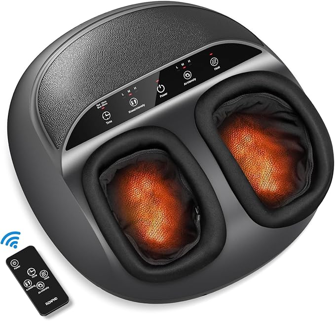 RENPHO Foot Massager Machine with Heat [2026 Upgraded], Shiatsu Foot Massager for Plantar Fasciitis, Birthday Gifts for Women, Wireless Control, Up to Size 13, BK