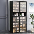 Bamboo Shoe Cabinet with Acrylic Door,11-Tier Shoe Storage Rack, 40-45 Pairs Freestanding Shoe Rack, Entrance Shoe Cabinet for Hallway Living Room