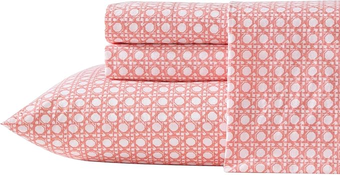 Tommy Bahama - Queen Bed Sheets, Crisp & Cool Cotton Percale Bedding with Matching Pillowcases, Lightweight Bed Set, Oeko-Tex Certified (Bahama Isle Orange)