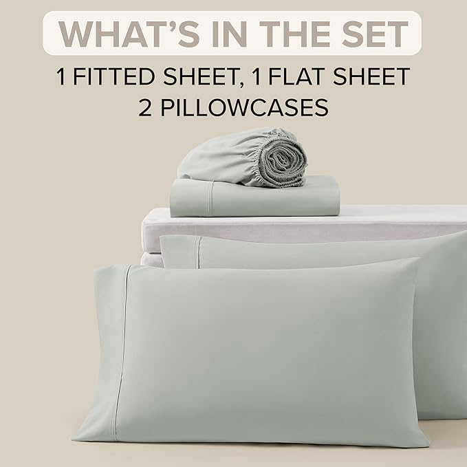 UGG Full XL Sheet Set 4-Piece Luxury Cooling Sheets Deep Pockets Premium Bedding with 2 Pillow Shams Hypoallergenic Machine Washable, for Dorm Essentials & College Bedding, Mineral Green (Hedi)