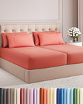 Split King 7 Piece Sheet Set - Cooling & Breathable - Hotel Luxury Bedding - Includes Fitted Sheets for Women, Men, Kids and Teens - 1 Flat, 2 Fitted Sheets, 4 Pillowcases with Deep Pockets - Coral